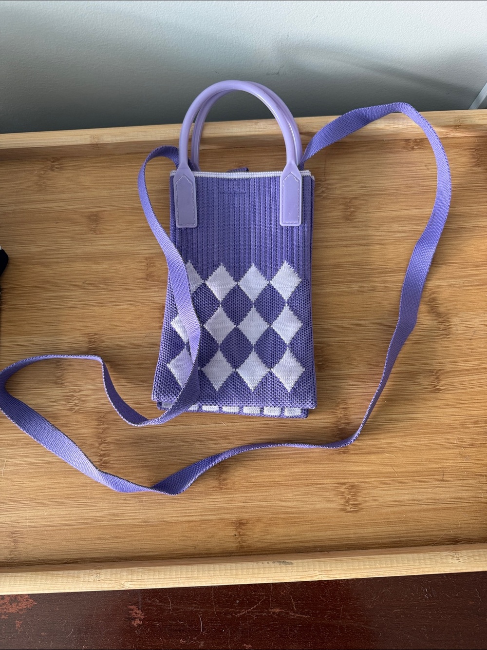 Purple Diamond Knit Mini Crossbody Bag - Unbranded